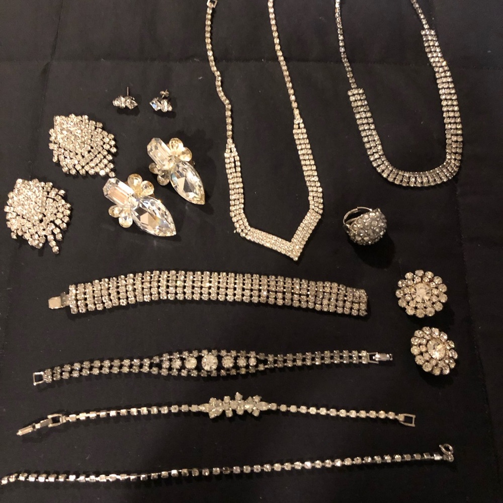 Crystal Statement Jewelry Sets - Clear/Silver